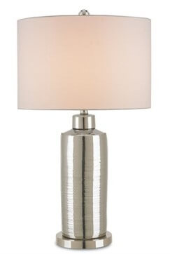 Nickel-plated porcelain lamp base.