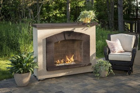 Outdoor gas fireplace from Godby Hearth & Home.