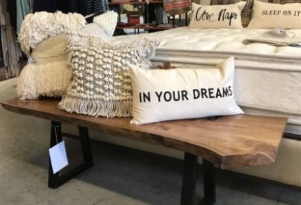 boho pillows rustic bench